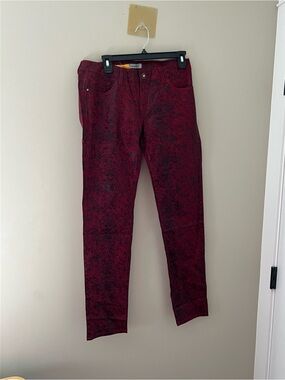 Emperial Premium Denim Burgundy Black Printed Skinny Jeans Size 11 NWT